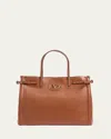 Valentino Antibes Medium Leather Tote Bag In Tobacco
