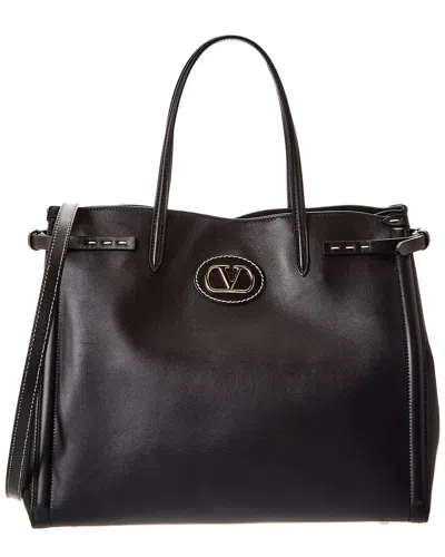 Valentino Garavani Valentino Antibes Medium Leather Tote In Black