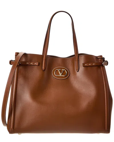 Valentino Garavani Valentino Antibes Medium Leather Tote In Brown