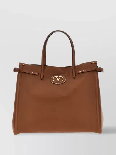Valentino Garavani Antibes Medium Shopping Bag With Detachable Strap In Brown