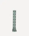 Valentino Floral Cotton Scarf With Ivory, Blue, And Aqua Fringes