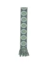 Valentino Floral Cotton Scarf With Ivory, Blue, And Aqua Fringes In Avorio/blu/verde Acqua