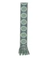 Valentino Floral Cotton Scarf With Ivory, Blue, And Aqua Fringes In Multicolor