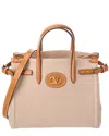 Valentino Antibes Canvas Handbag Structured Shape Buckle In Brown