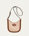 Shop Valentino Antibes Small Canvas Hobo Crossbody Bag In Nat-tobaccoselleriabia-rossodcaramel