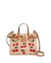 Valentino Antibes Small Cherryfic Vlogo Raffia Shopping Tote Bag In Brown