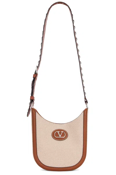 Valentino Garavani Antibes Small Hobo Bag In Naturale Tobacco  Selleria  & Bia Rosso