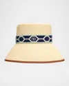 Valentino Embroidered Band Straw Bucket Hat In White