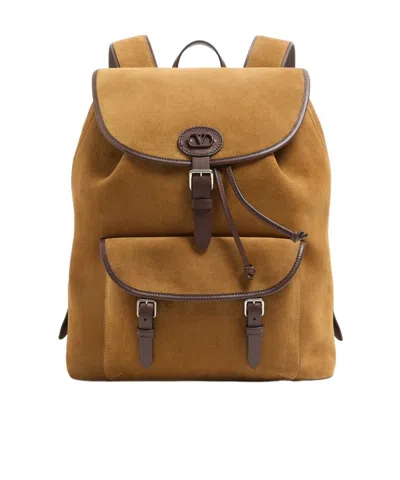 Valentino Garavani Antibes Suede Backpack In Brown