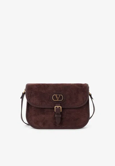 Valentino Garavani Antibes Suede Messenger Bag In Brown