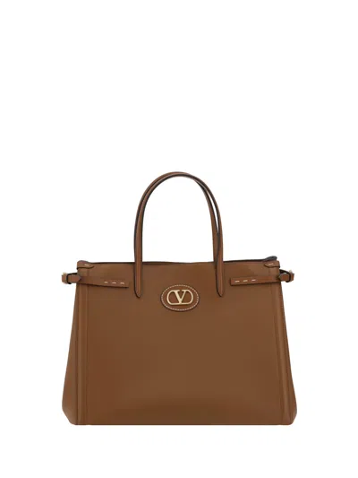 Valentino Garavani Brown Leather Antibes Shopping Bag