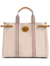Valentino Antibes Striped Top Handles Tote Bag In Neutrals
