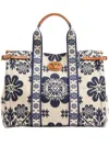 Valentino Antibes Large Leather-trimmed Floral-jacquard Tote In Neutrals