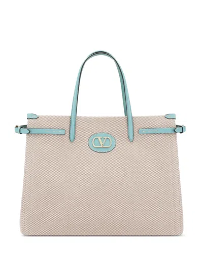 Valentino Garavani Valentino Antibes Logo Plaque Medium Tote Bag In Neutral