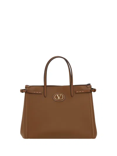 Valentino Garavani Brown Leather Antibes Shopping Bag