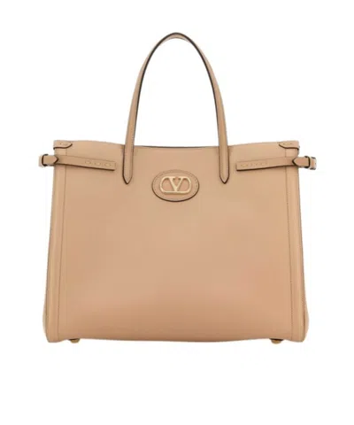Valentino Garavani Medium Antibes Vlogo Signature Tote Bag In Neutral