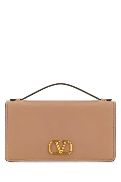 Valentino Garavani Antique Pink Leather Handbag In Rosecannelle