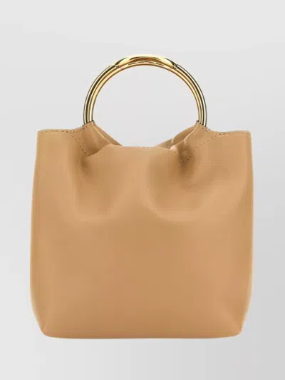 Valentino Garavani Antiqued Pink Leather Bucket Bag In Brown