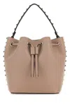 Valentino Women's Antiqued Leather Rockstud Bucket Bag In Pink