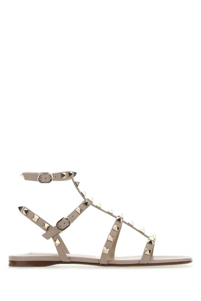 Valentino Garavani Antiqued Pink Leather Rockstud Sandals