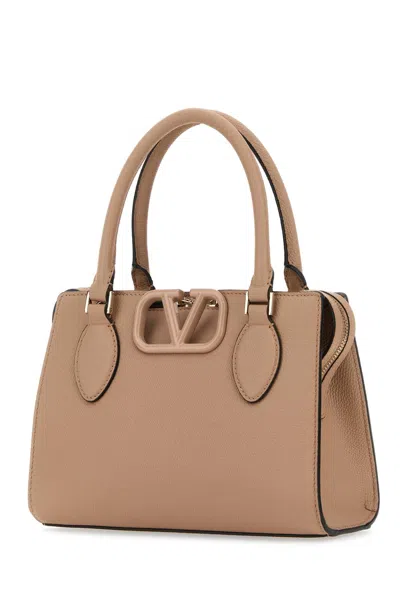 Valentino Garavani Antiqued Pink Leather Vlogo Handbag In Rosecannelle