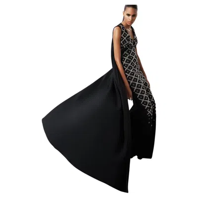 Pre-owned Valentino Antonio Berardi Grand "finale" Runway Jeweled Dress Gown In Black