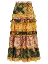 Valentino High Waist Tiered Floral Maxi Skirt