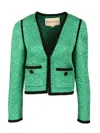 Valentino Jacket Floral Texture Button Detail In Green