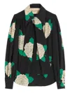 Valentino Crepe De Chine Shirt With Apres L'hiver Print In Black