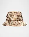 Valentino Apres L'hiver Jacquard Bucket Hat In Qyy Latte Lurex Rosa