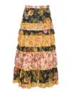 Valentino Multicolor Apres Lhiver Tiered Skirt In Multi