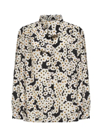 Valentino Apres Lhivier Floral Pleated Neck Shirt In Multi