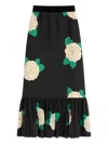 Valentino Apres L'hiver-print Midi Skirt In Black