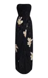 Valentino Apres L'hiver Silk Maxi Dress In Black