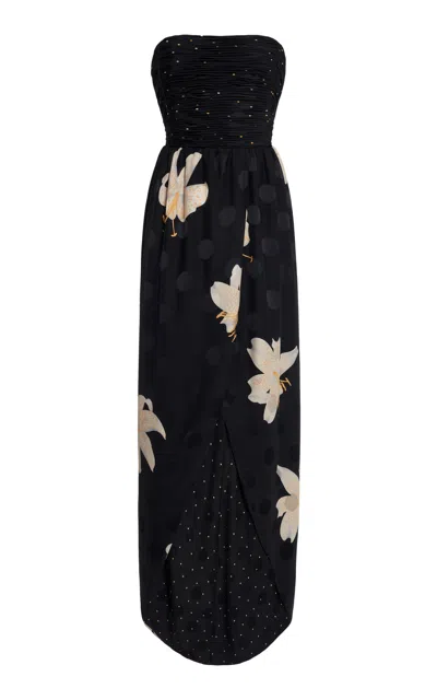 Valentino Apres L'hiver Silk Maxi Dress In Black