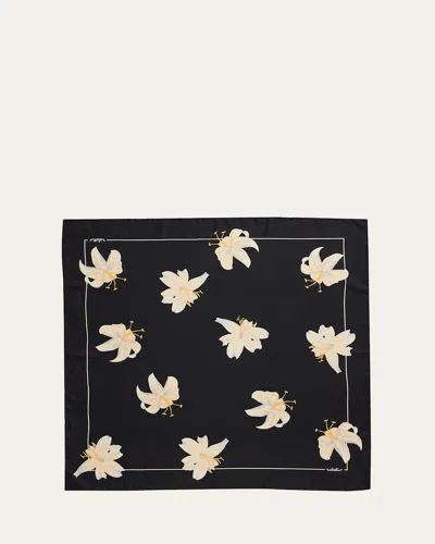 Valentino Apres L'hiverlilium Silk Foulard Scarf In Neutral