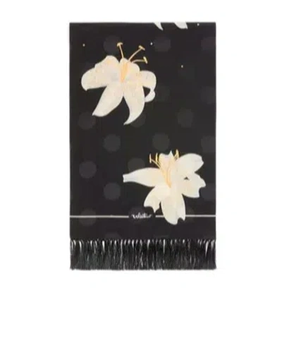 Valentino Apres L'hiverlilium Silk Scarf In Black