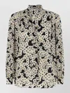 Valentino Apres Lhivier Floral Pleated Neck Shirt In Multi
