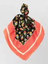 Valentino Apres Lhivier Floral Square Lightweight Scarf In Black