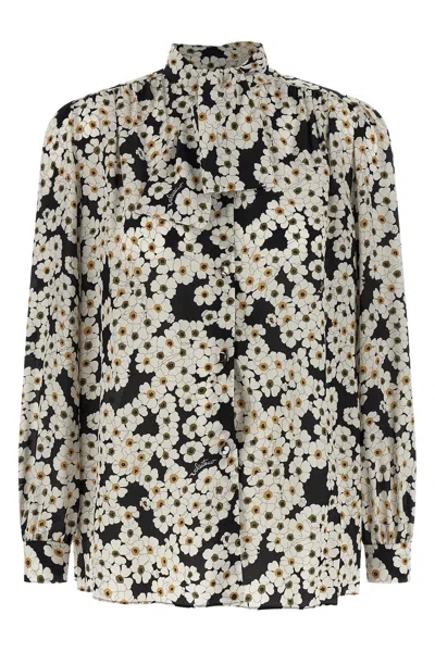 Valentino 'après L'hivier' Silk Blouse In White/black