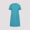 Valentino V-logo Pocket Short-sleeve Crepe Mini Dress In Blue