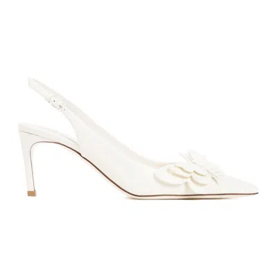Valentino Garavani Archive Butterfly Ivory Calf Leather Slingback In White