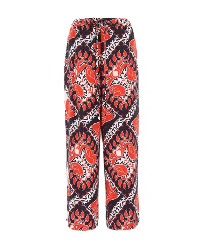 VALENTINO VALENTINO LOGO PRINTED DRAWSTRING WIDE LEG TROUSERS