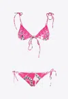 Valentino Archive Manifesto Printed Bikini In Pink