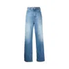 Valentino Light Blue Denim Trousers With V Gold Detail In Blue