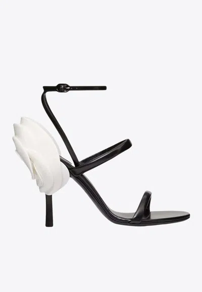 Valentino Garavani Archive Roserouche 100 Leather Sandals In Black