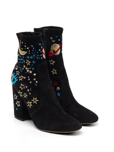 Pre-owned Valentino Garavani Astro Suede Ankle Boots In Black