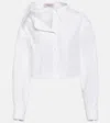Valentino Asymmetric Cropped Cotton Shirt In White