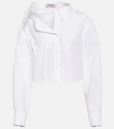 Valentino Asymmetric Cropped Cotton Shirt In White
