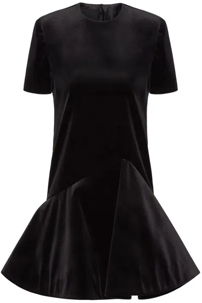 Valentino Asymmetric-hem Crewneck Dress In Black